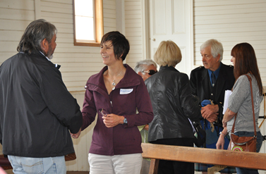 Maryanne Martin with concerned citizens at the Condah hall.